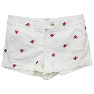 J.Crew Women's White Watermelon Shorts City Fit Size 6 Embroidered